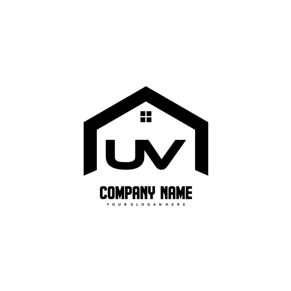 vector de diseño de logotipo de letras iniciales uv para construcción, hogar, bienes raíces, edificio, propiedad.