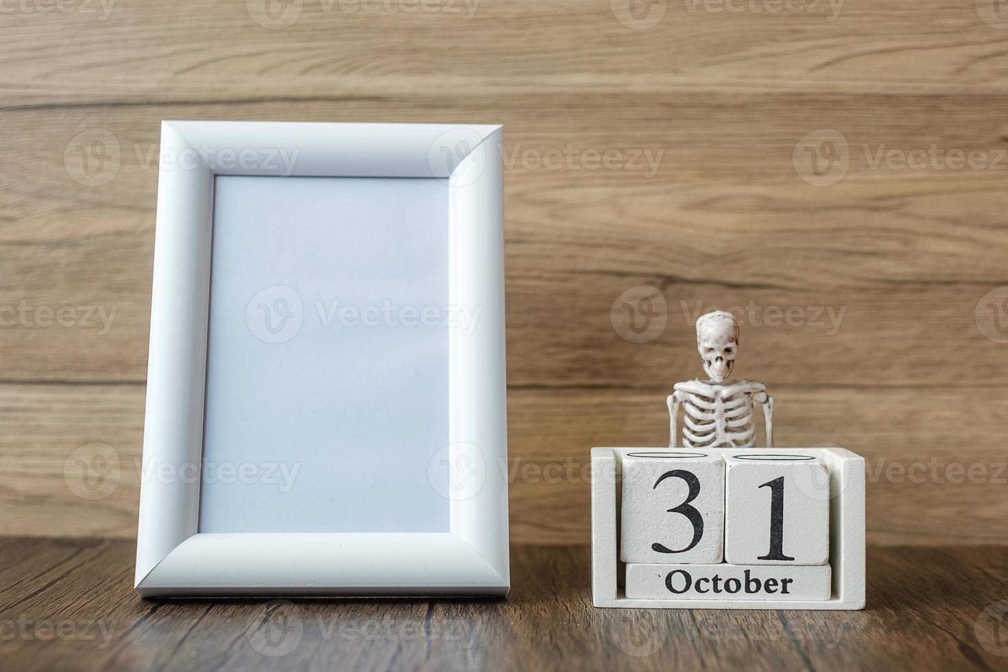 31 October calendar and frame with copy space for text. Happy Halloween day, Hello October, fall autumn season, Festive, party and holiday concept photo