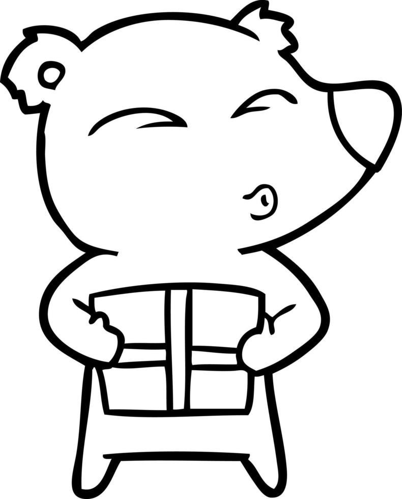 cartoon christmas polar bear vector