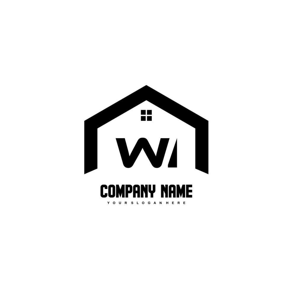 wi vector de diseño de logotipo de letras iniciales para construcción, hogar, bienes raíces, edificio, propiedad.