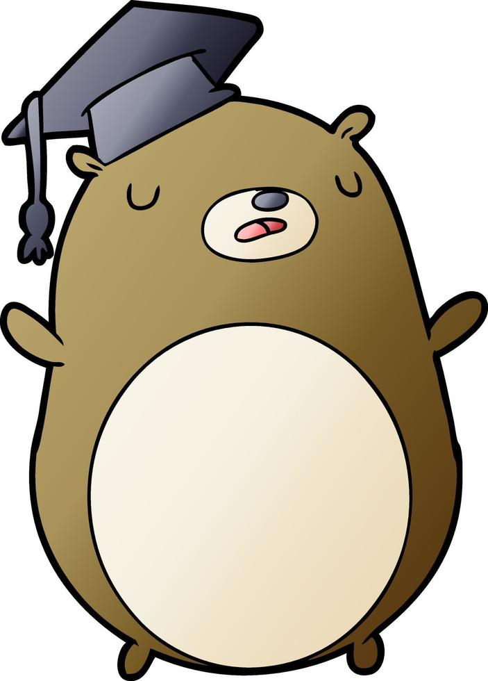 oso graduado de dibujos animados vector