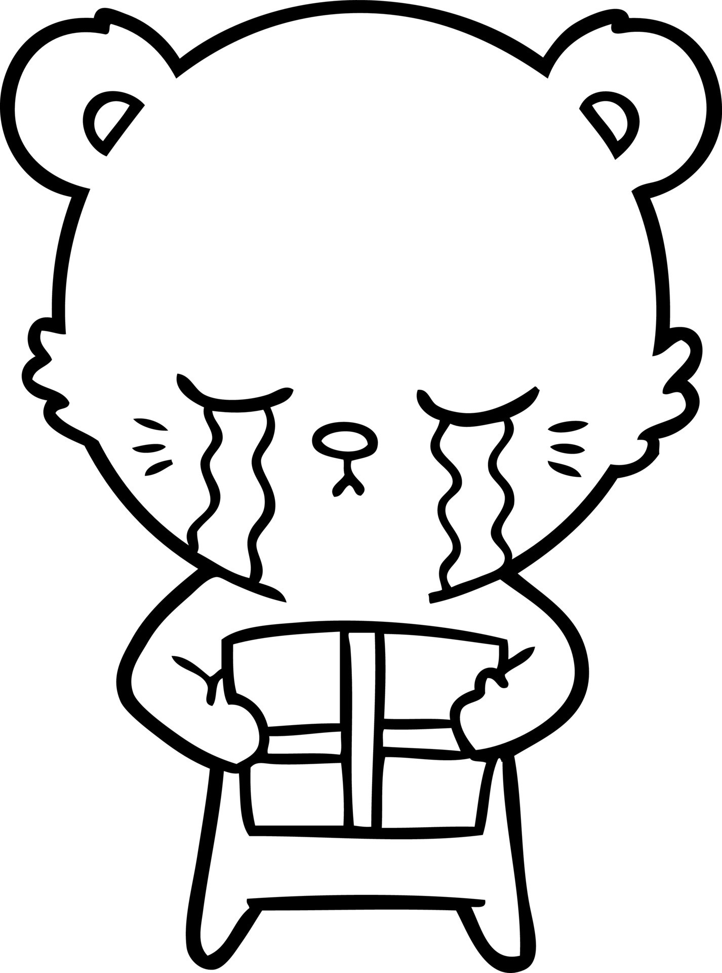 crying cartoon bear with present 12383153 Vector Art at Vecteezy