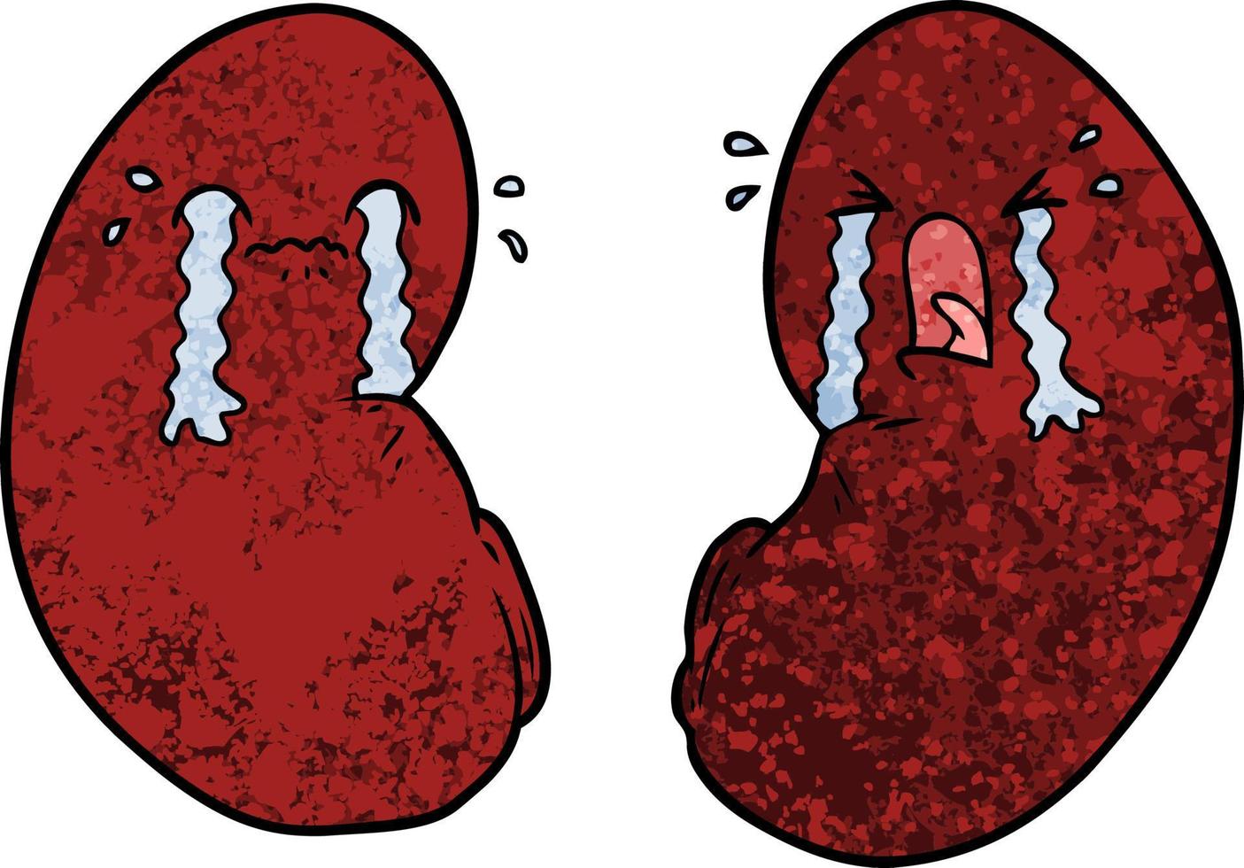 riñones de dibujos animados llorando vector