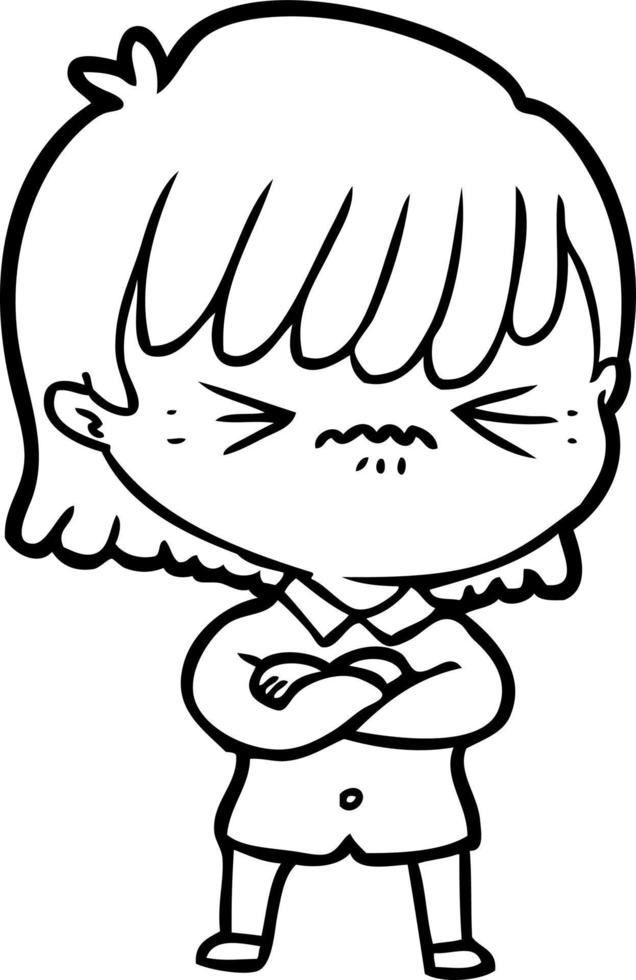 annoyed cartoon girl vector