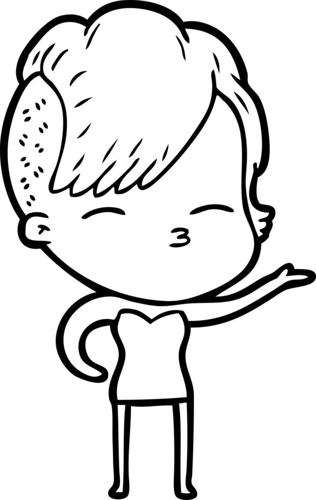 cartoon squinting girl vector