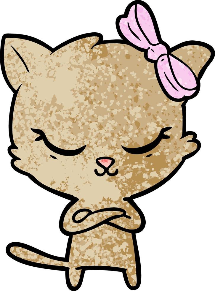 cute cartoon cat with bow vector