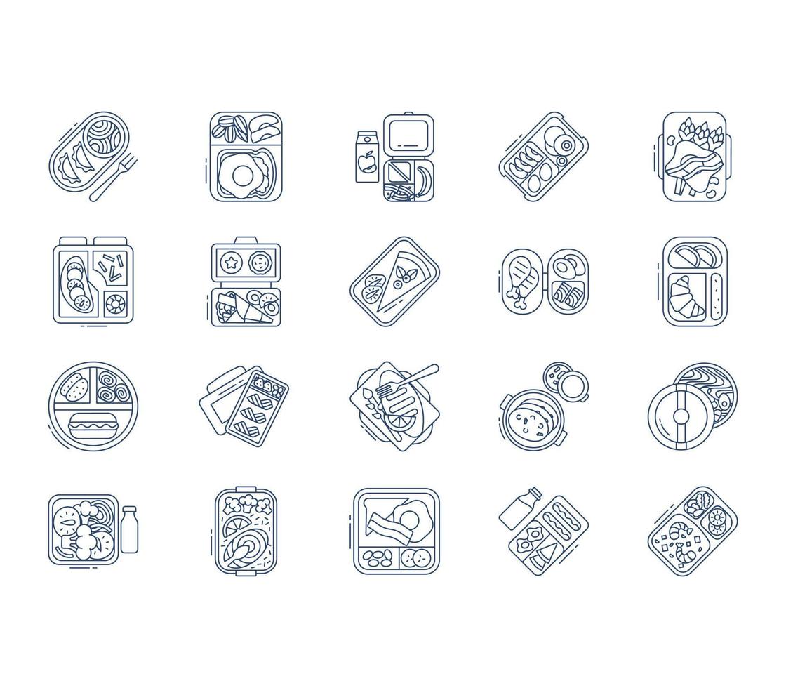 Lunchbox and container icon set vector