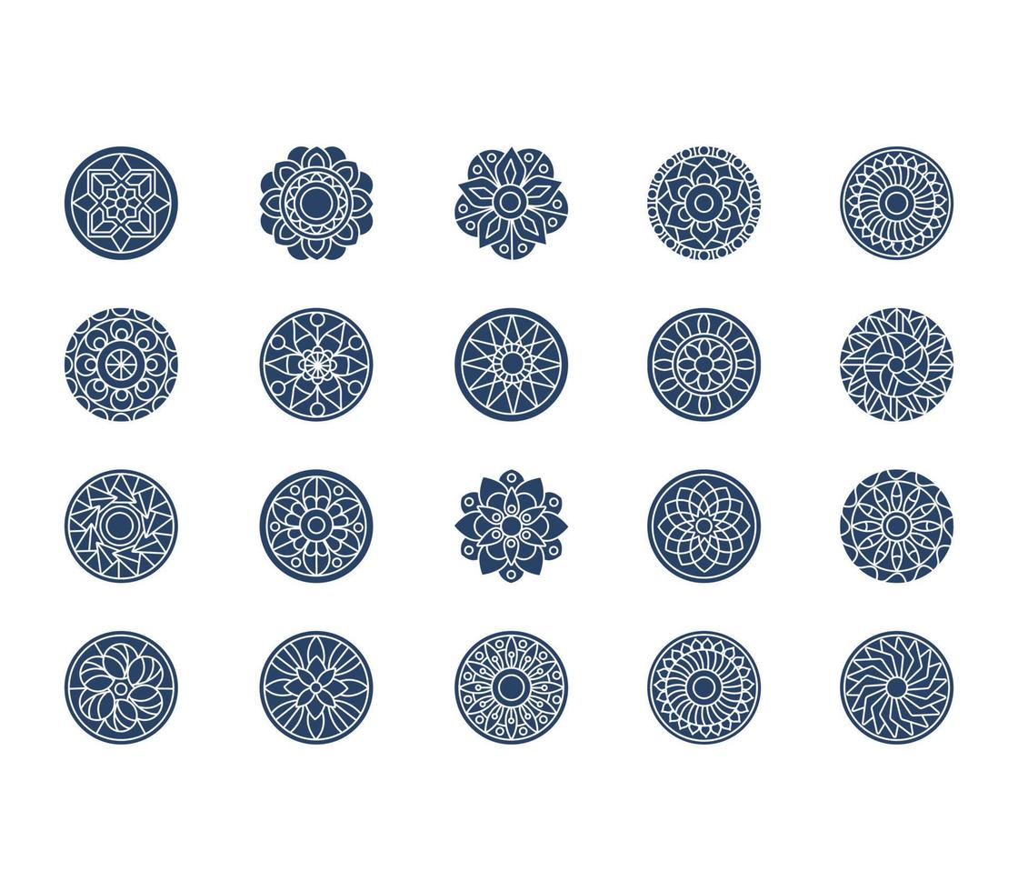 Mandala design patterns icon set vector