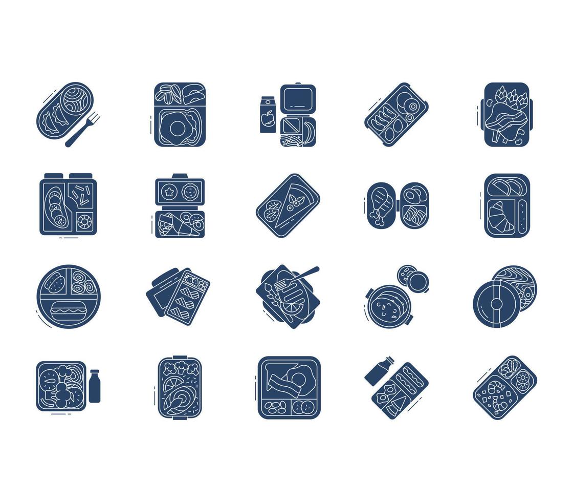 conjunto de iconos de lonchera y contenedor vector