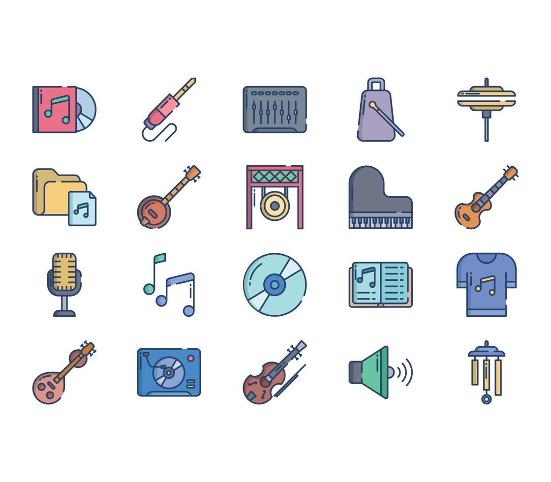 conjunto de iconos de instrumentos musicales vector