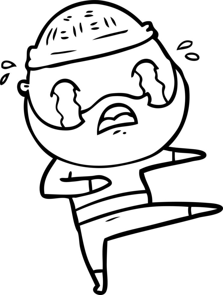 cartoon bearded dancer crying vector