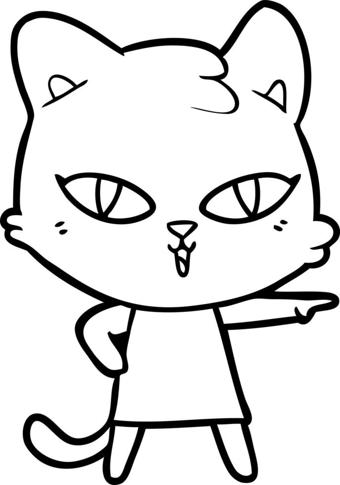 cartoon cat in dress pointing vector