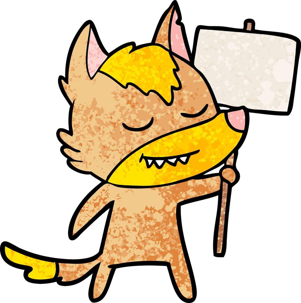 fox cartoon character with protest sign vector