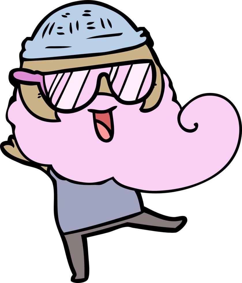 happy pink bearded man vector