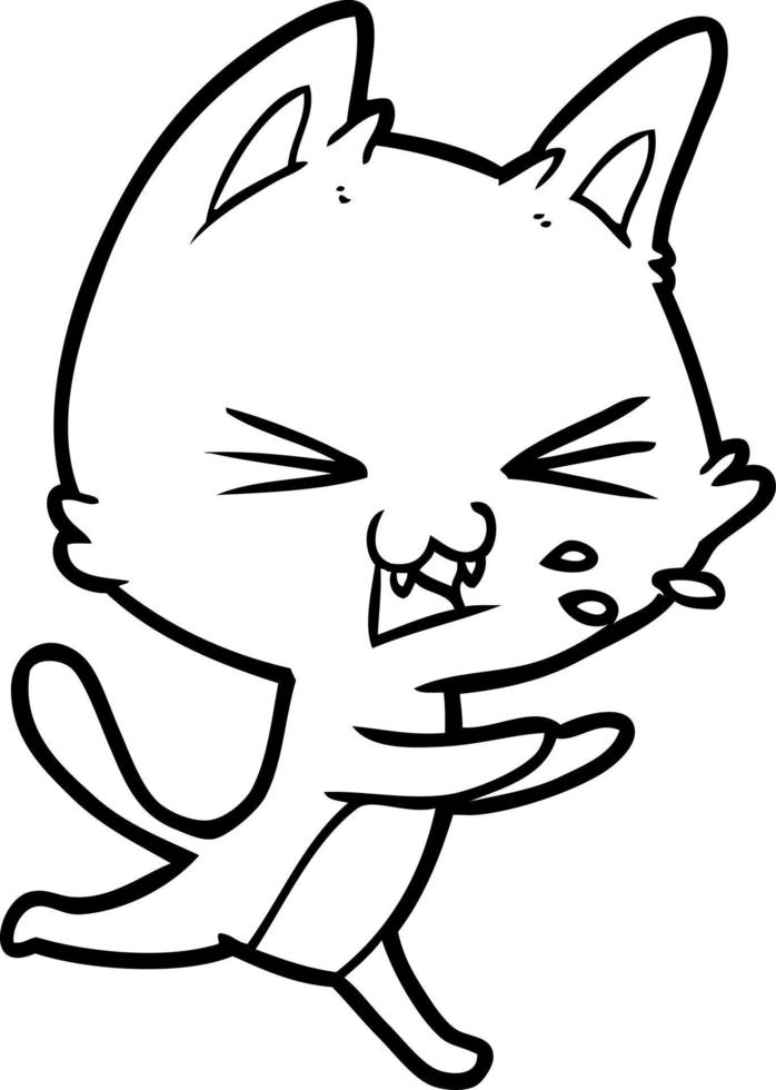 cartoon cat hissing vector