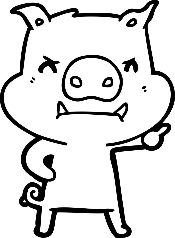 angry cartoon pig vector