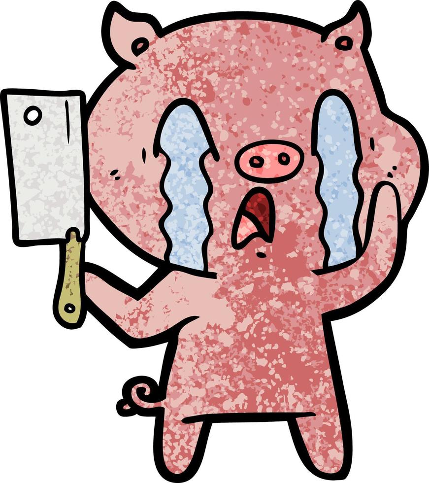 crying pig cartoon vector