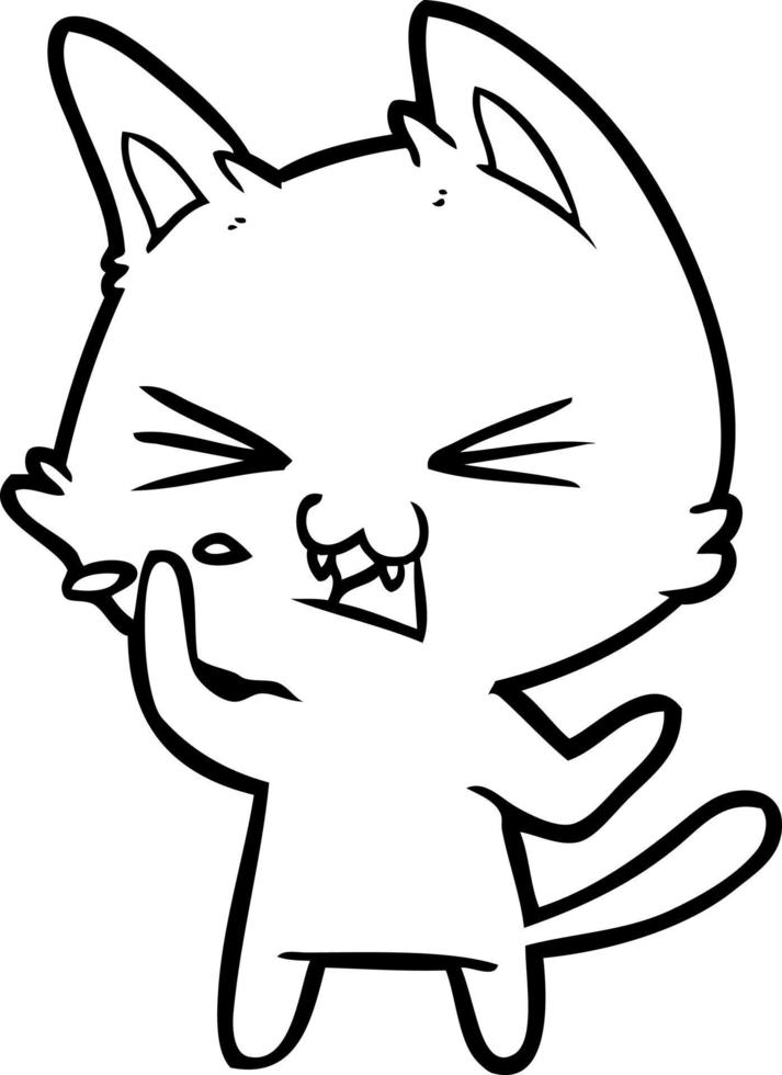 cartoon cat hissing vector