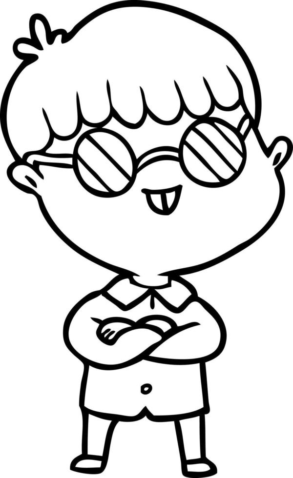 cartoon boy wearing spectacles vector