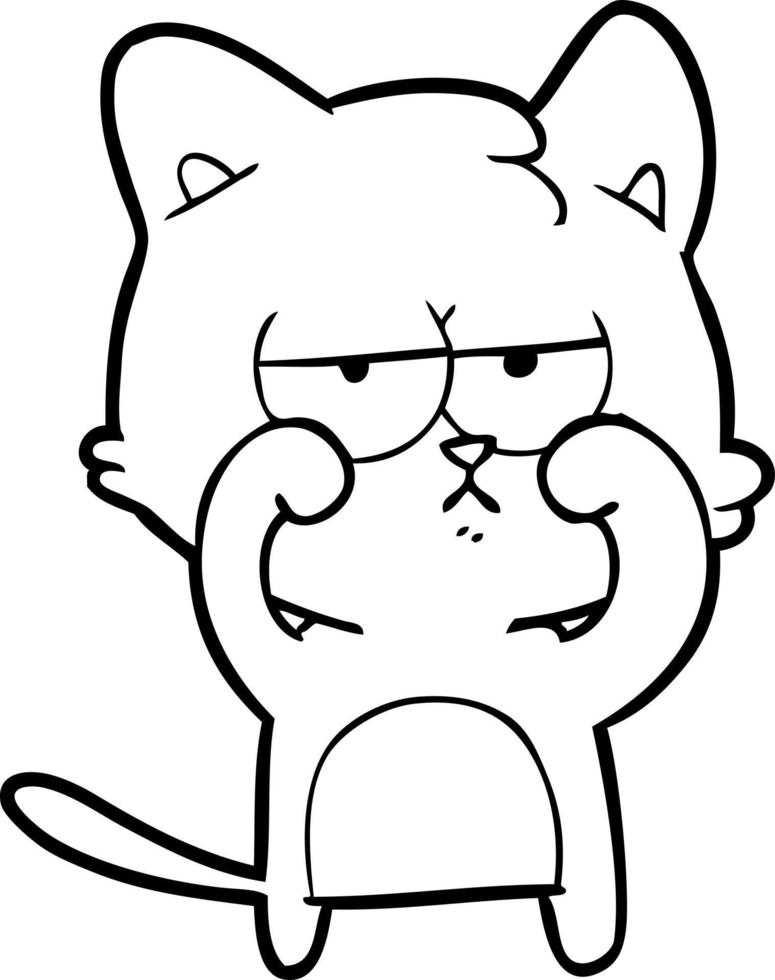 tired cartoon cat rubbing eyes vector