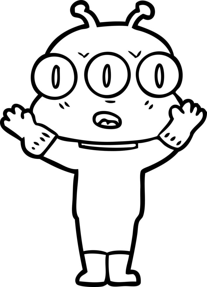 cartoon three eyed alien vector