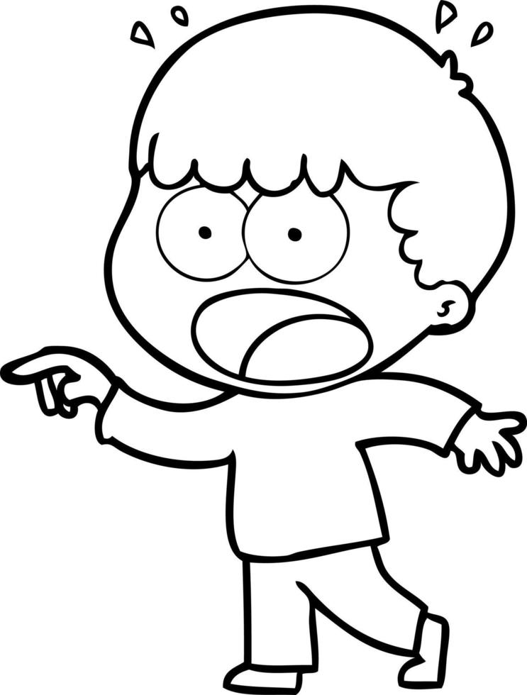 cartoon shocked man pointing vector