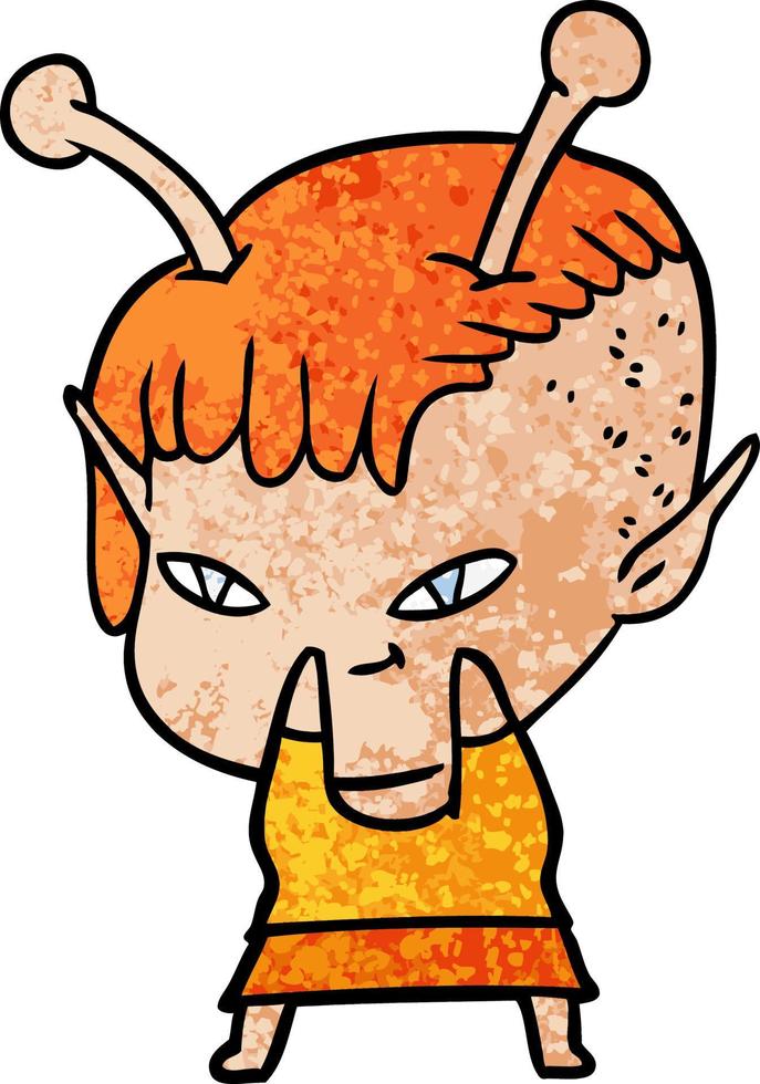 cute cartoon alien girl vector