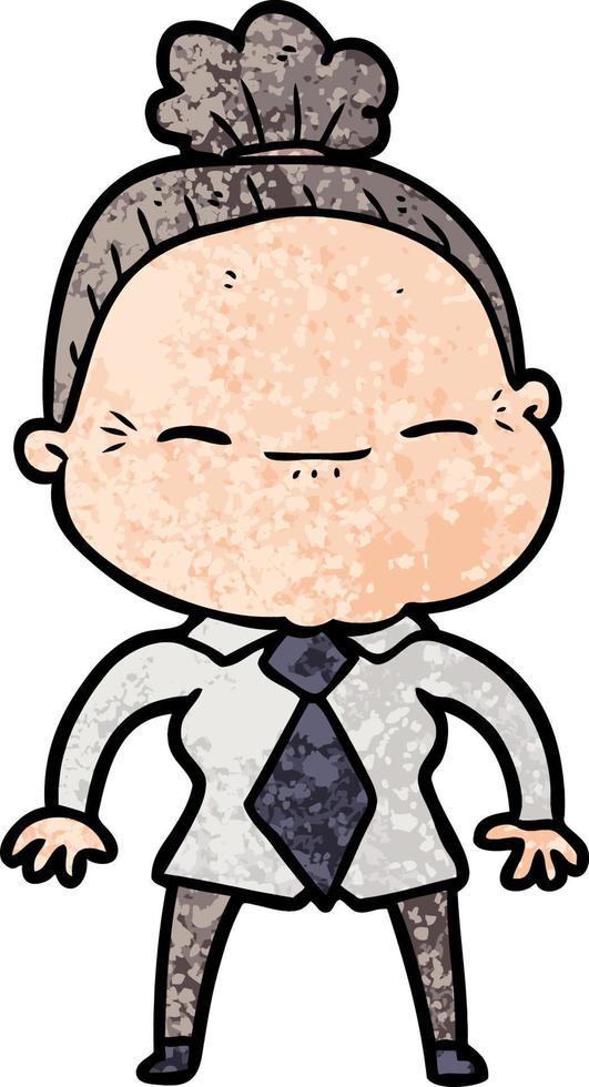 cartoon peaceful old woman vector