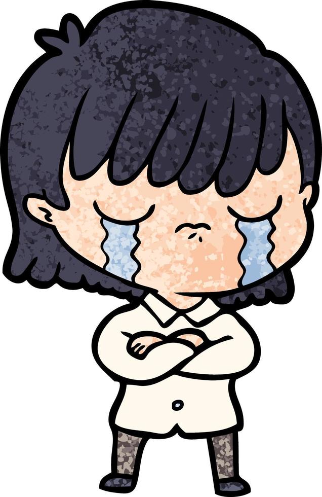 cartoon woman crying vector