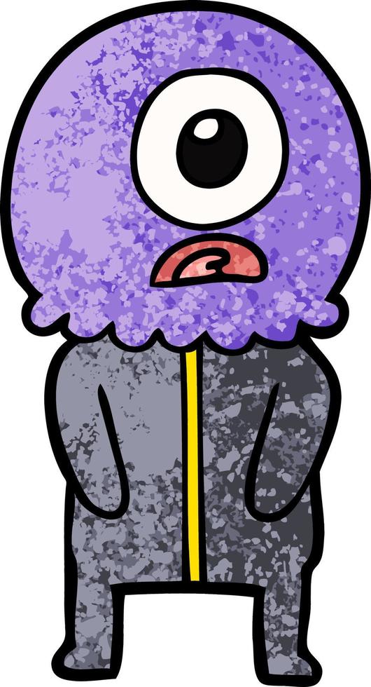 cartoon cyclops alien spaceman vector