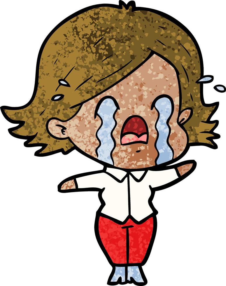 cartoon woman crying vector