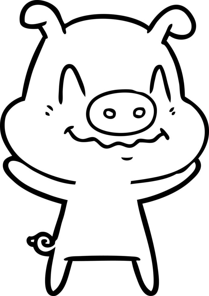 nervous cartoon pig vector