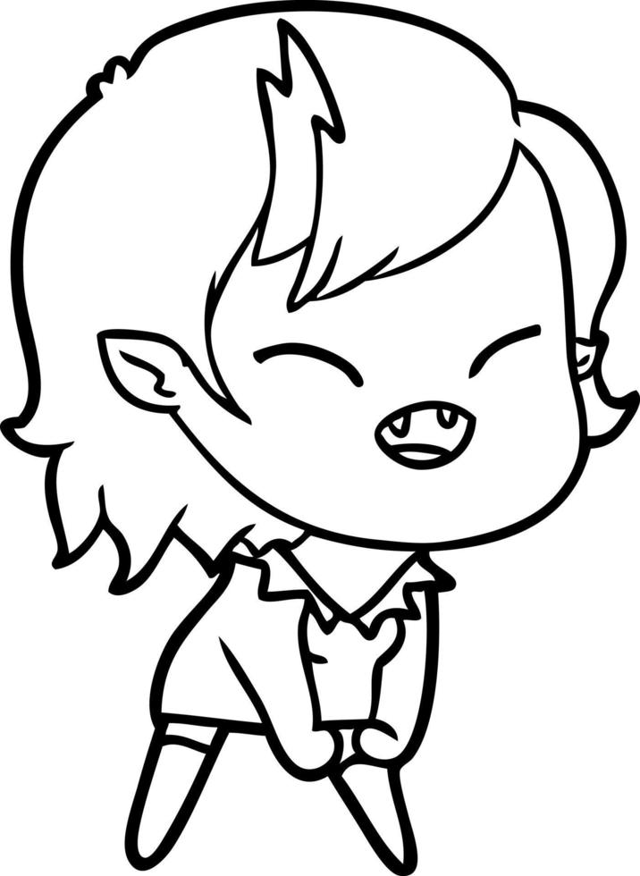 cartoon laughing vampire girl vector