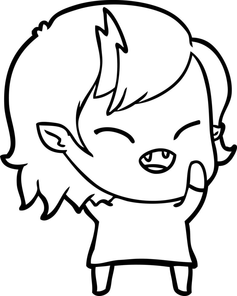 cartoon laughing vampire girl vector
