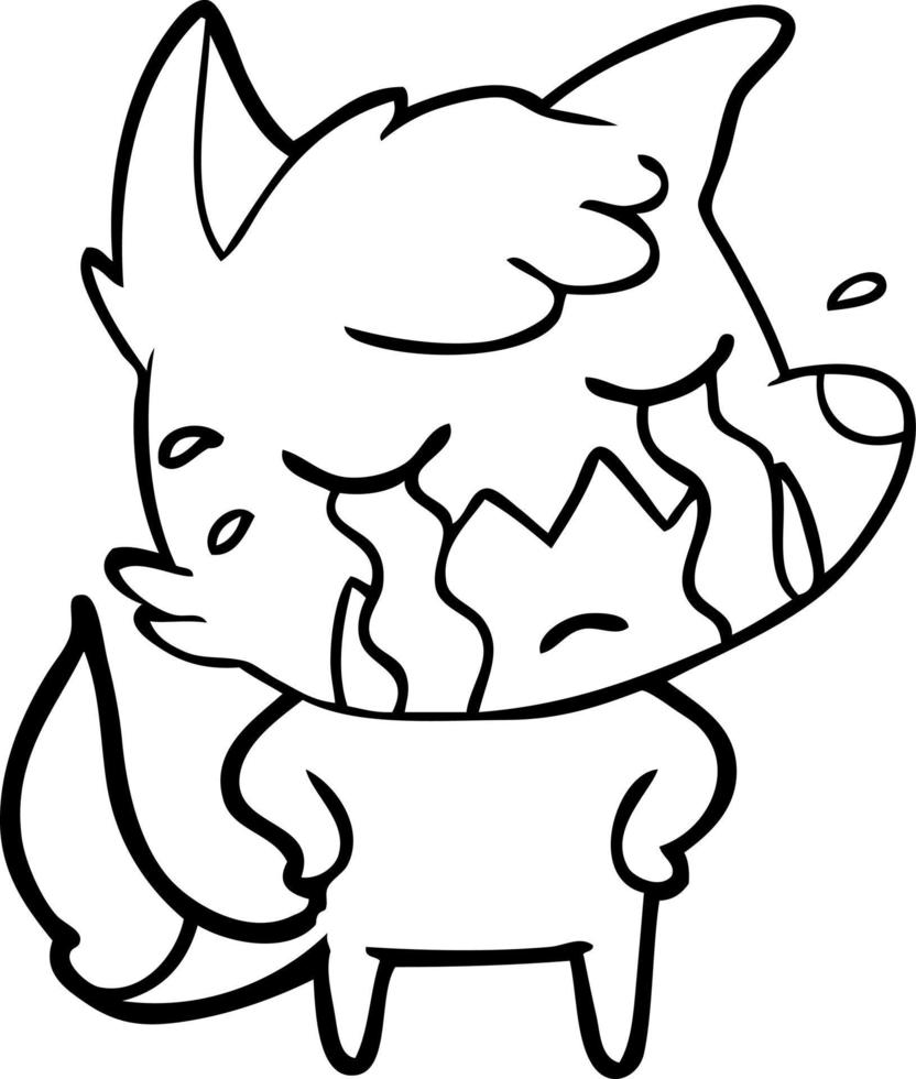 crying fox cartoon vector
