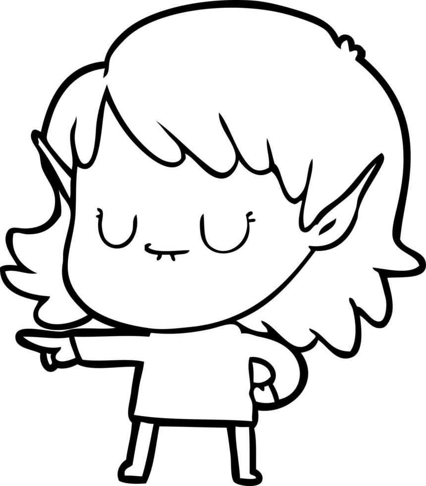 happy cartoon elf girl vector