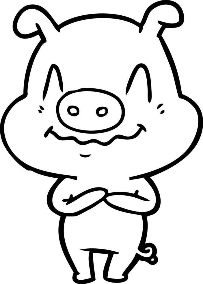 nervous cartoon pig vector