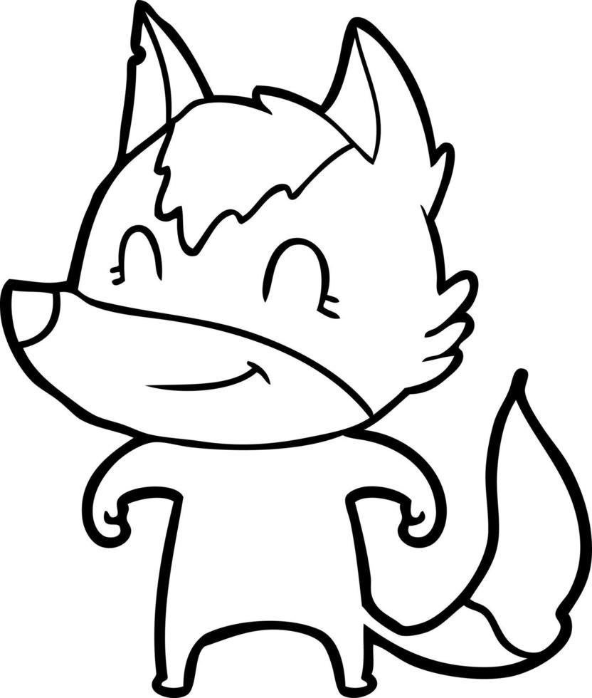 friendly cartoon wolf vector