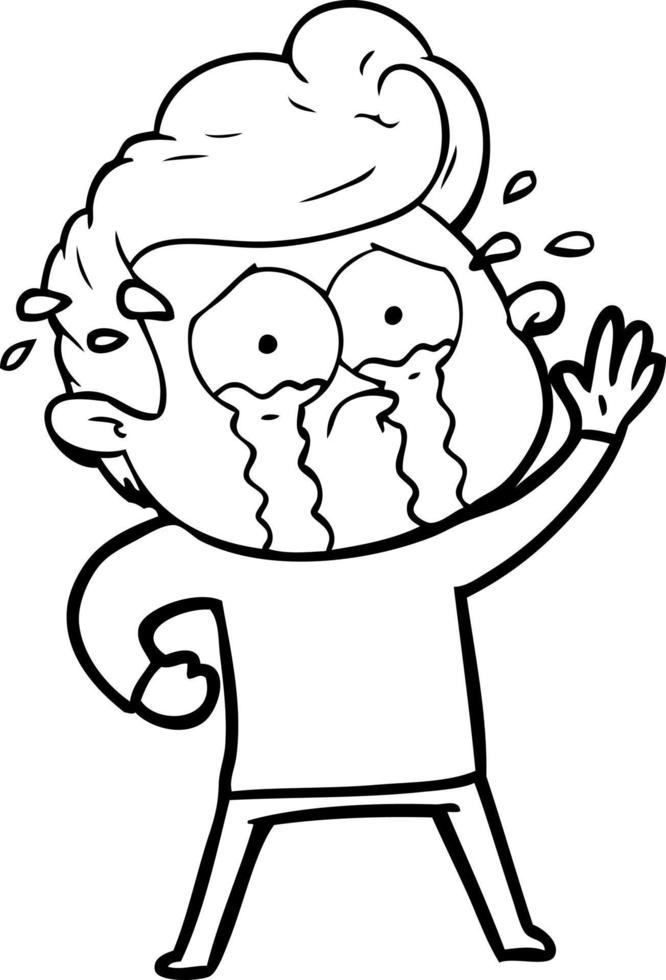 cartoon crying man waving vector