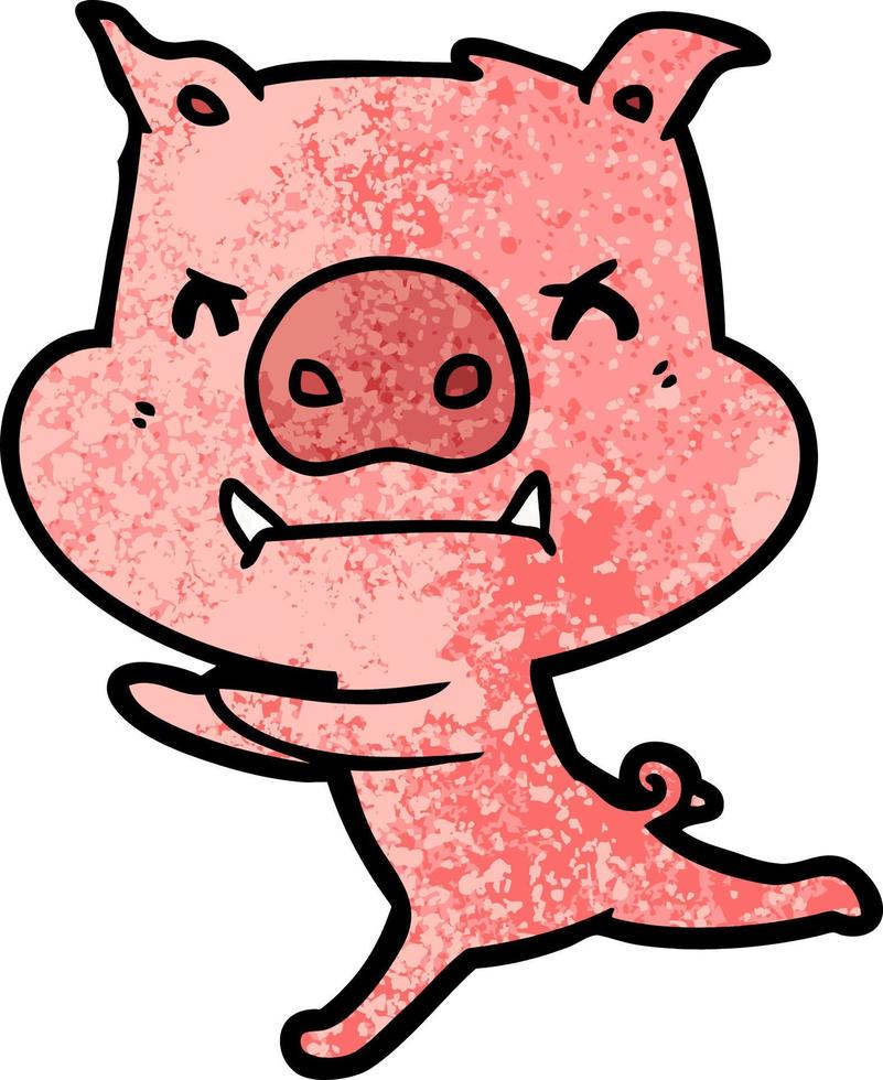 angry cartoon pig vector
