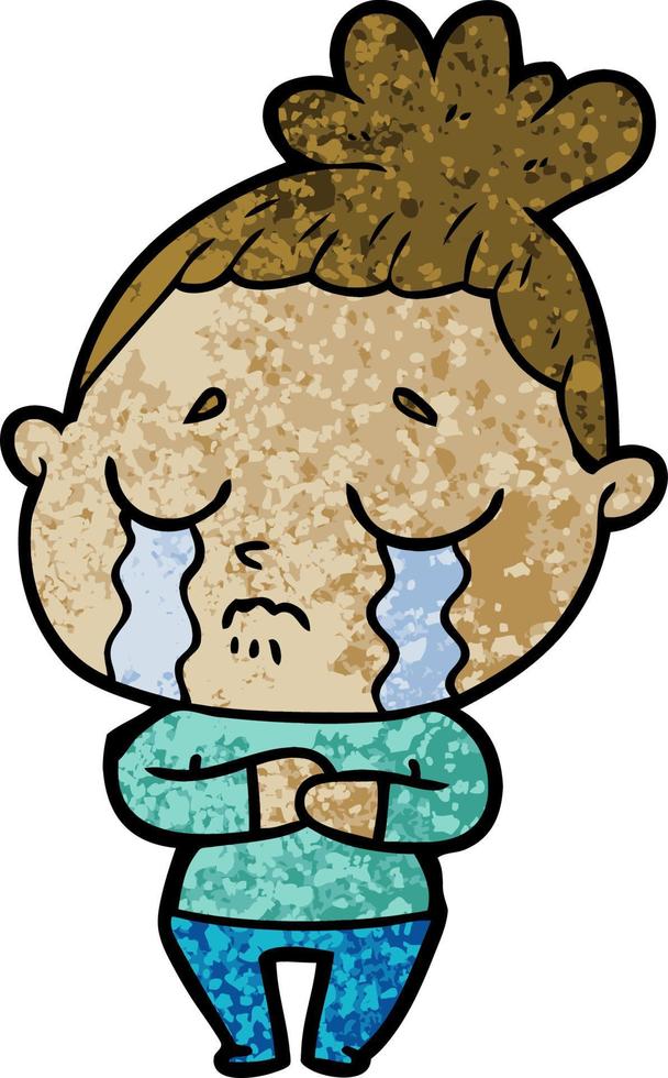 mujer llorando de dibujos animados vector