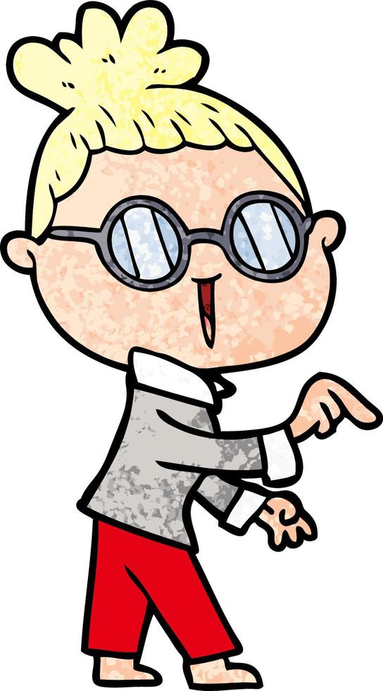 cartoon woman wearing spectacles vector