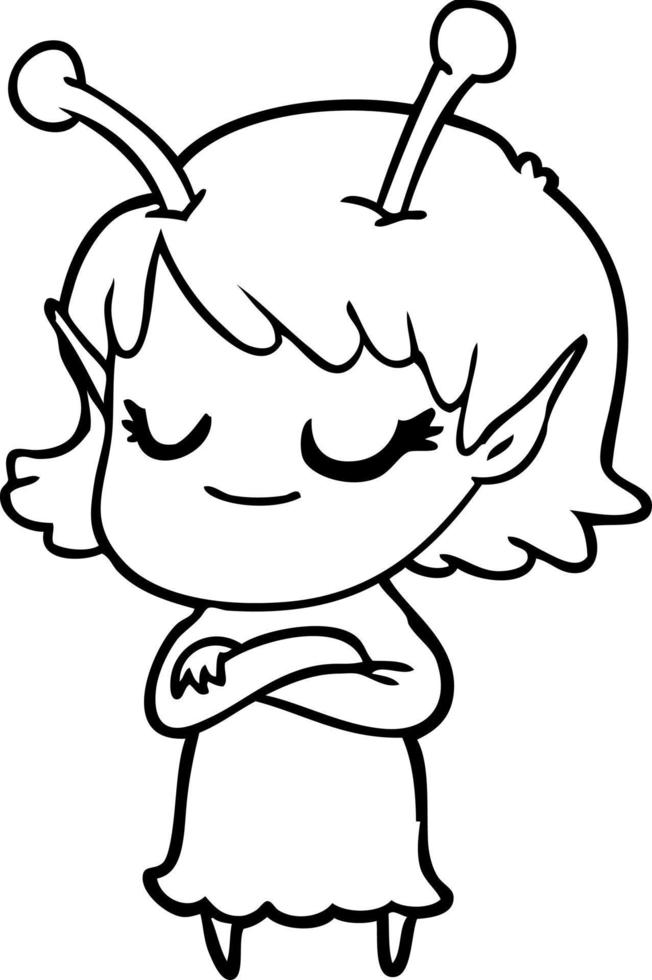 smiling alien girl cartoon vector