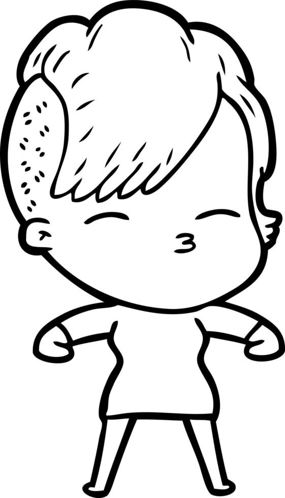 cartoon squinting girl vector