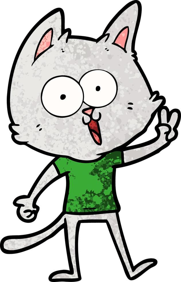 funny cartoon cat giving peace sign vector