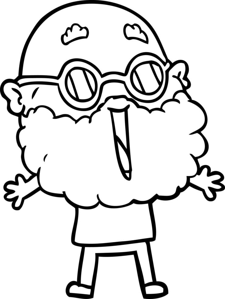 cartoon joyful man with beard vector
