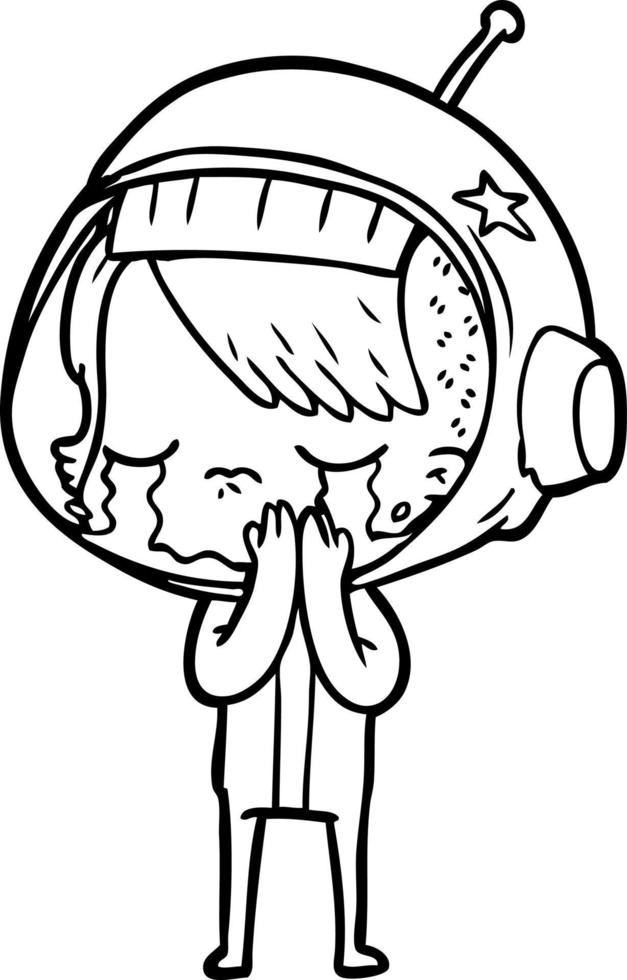 cartoon crying astronaut girl vector