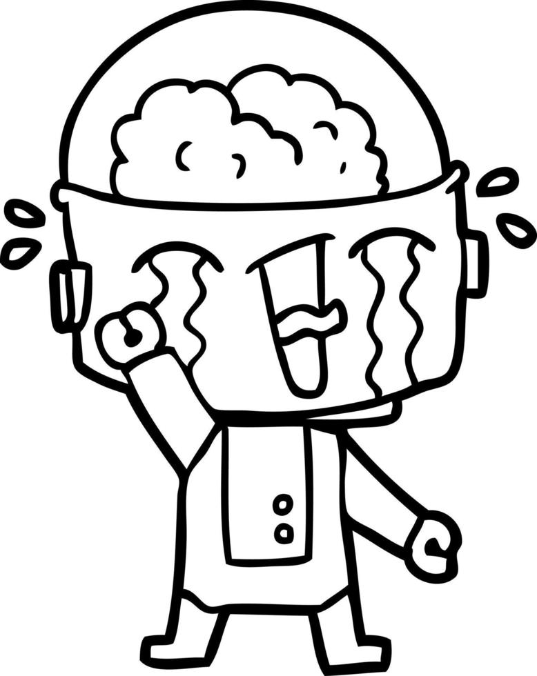 cartoon crying robot vector