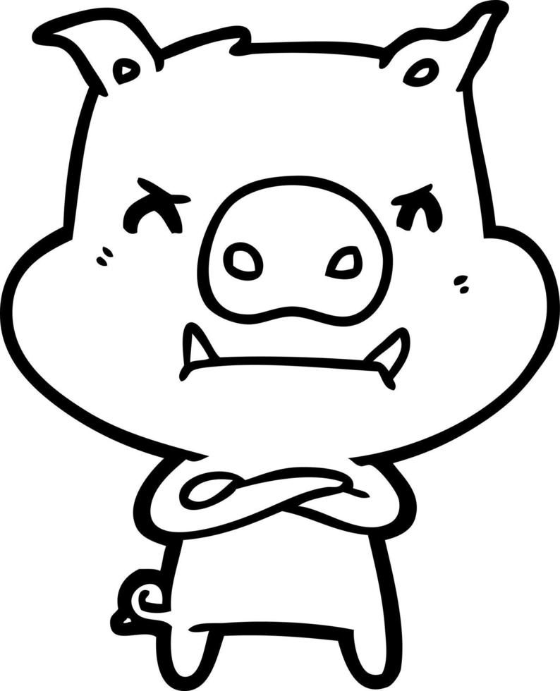 angry cartoon pig vector