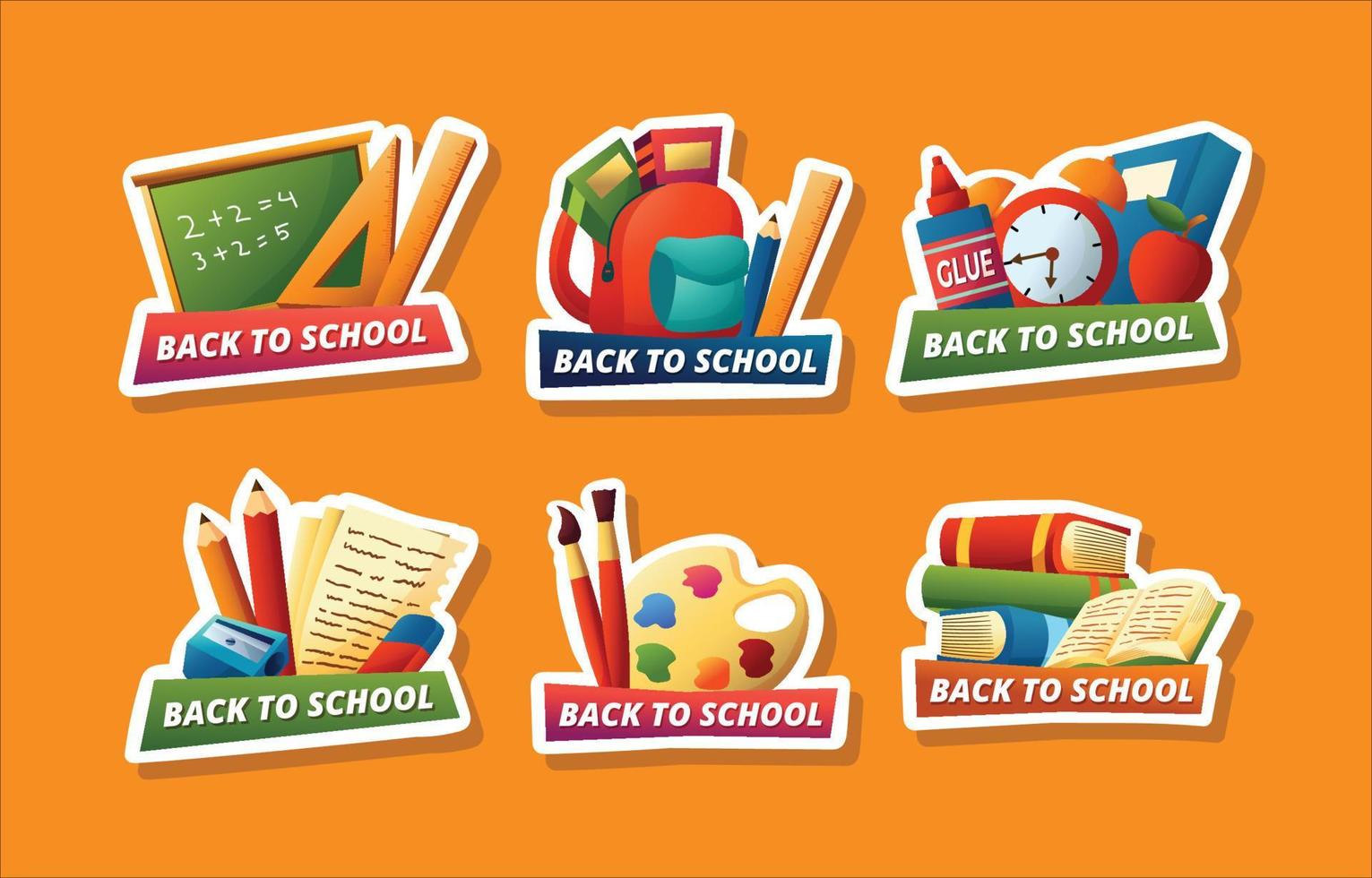 Back to School Stickers Set vector